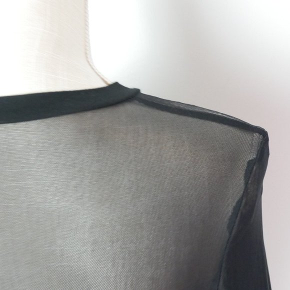 SHEIN Long Sleeve Mock Neck Cropped Black Mesh See Through Top Small - Picture 7 of 10